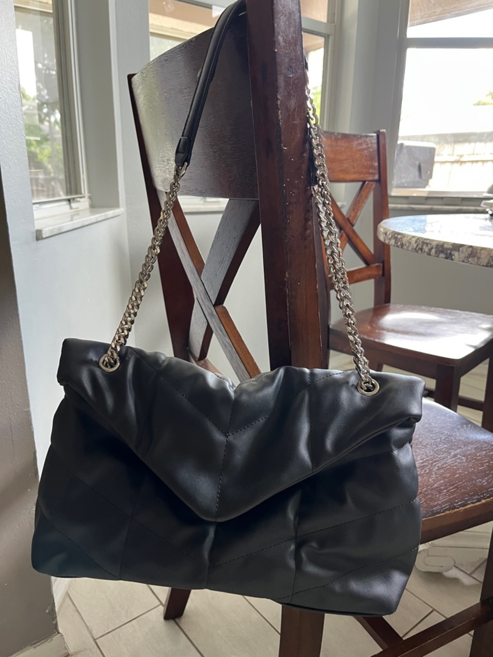 Vegan Quilted Leather flap bag. Pre-Owned Condition-Very Good